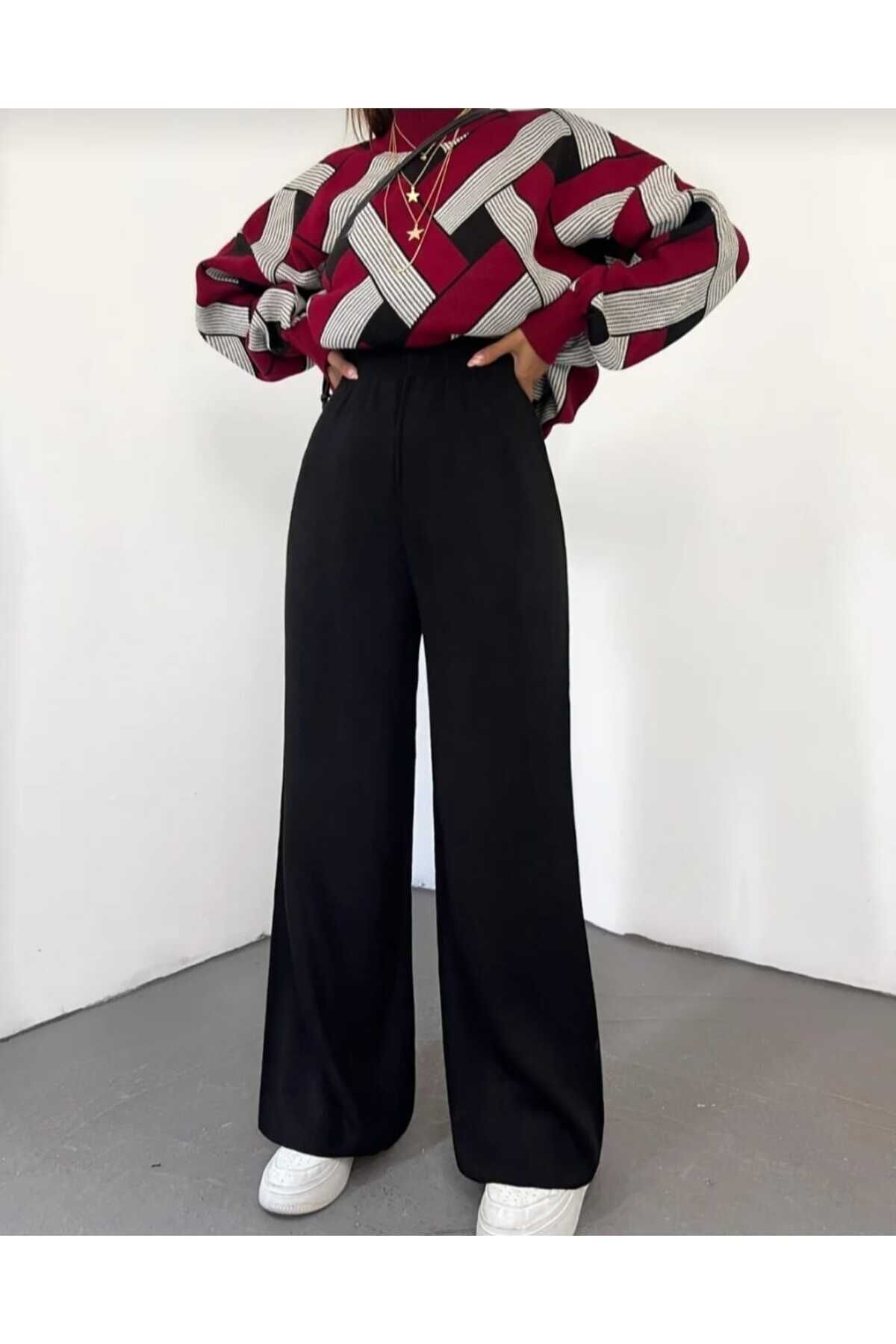 pantalon dhiver décontracté à jambe ample avec taille élastiquée pour femmes