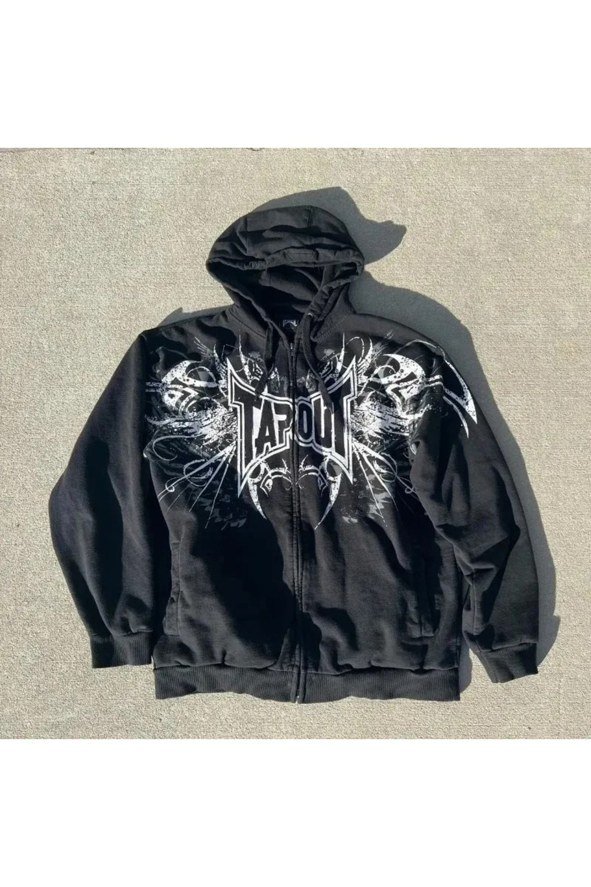 Kostebek Tapout Cyber Gothic Hooded Zippered Sweatshirt Trendyol