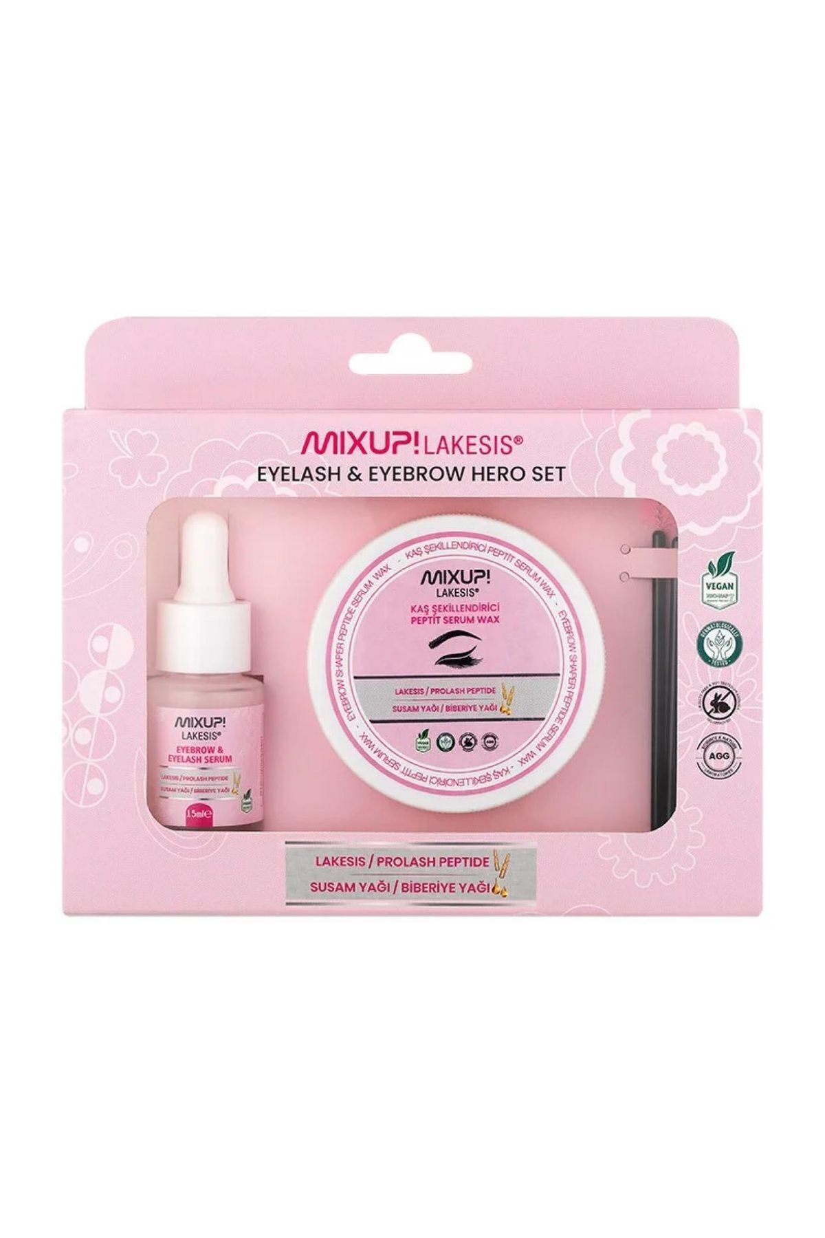 Mixup Lakesis Kaş & Kirpik Güçlendirici Peptit Serum 15 ml + Şekillendirici Peptit Serum Wax 50 ml