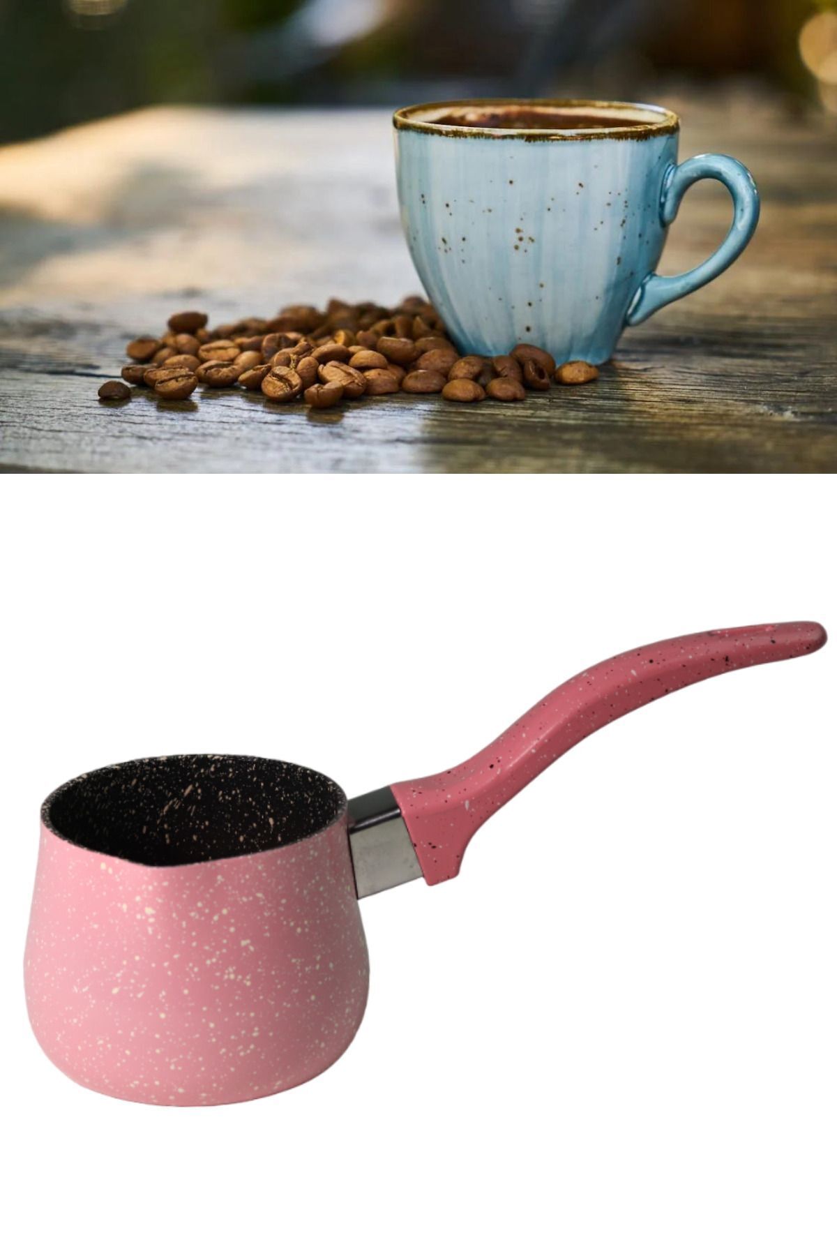Evren Non-stick 3 No Cezve 300 ml Bakalit Kulplu (KAPASİTE: 3 KAHVE FİNCANI) Pembe