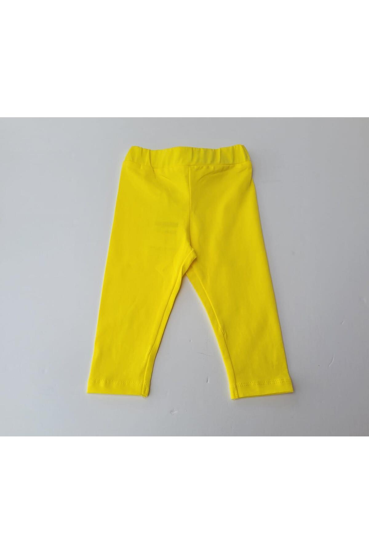 çikoby Kız Bebek Çocuk Pamuklu Esanek Yüksek Bel Sarı Tayt fotoğrafı 2 (önizleme)