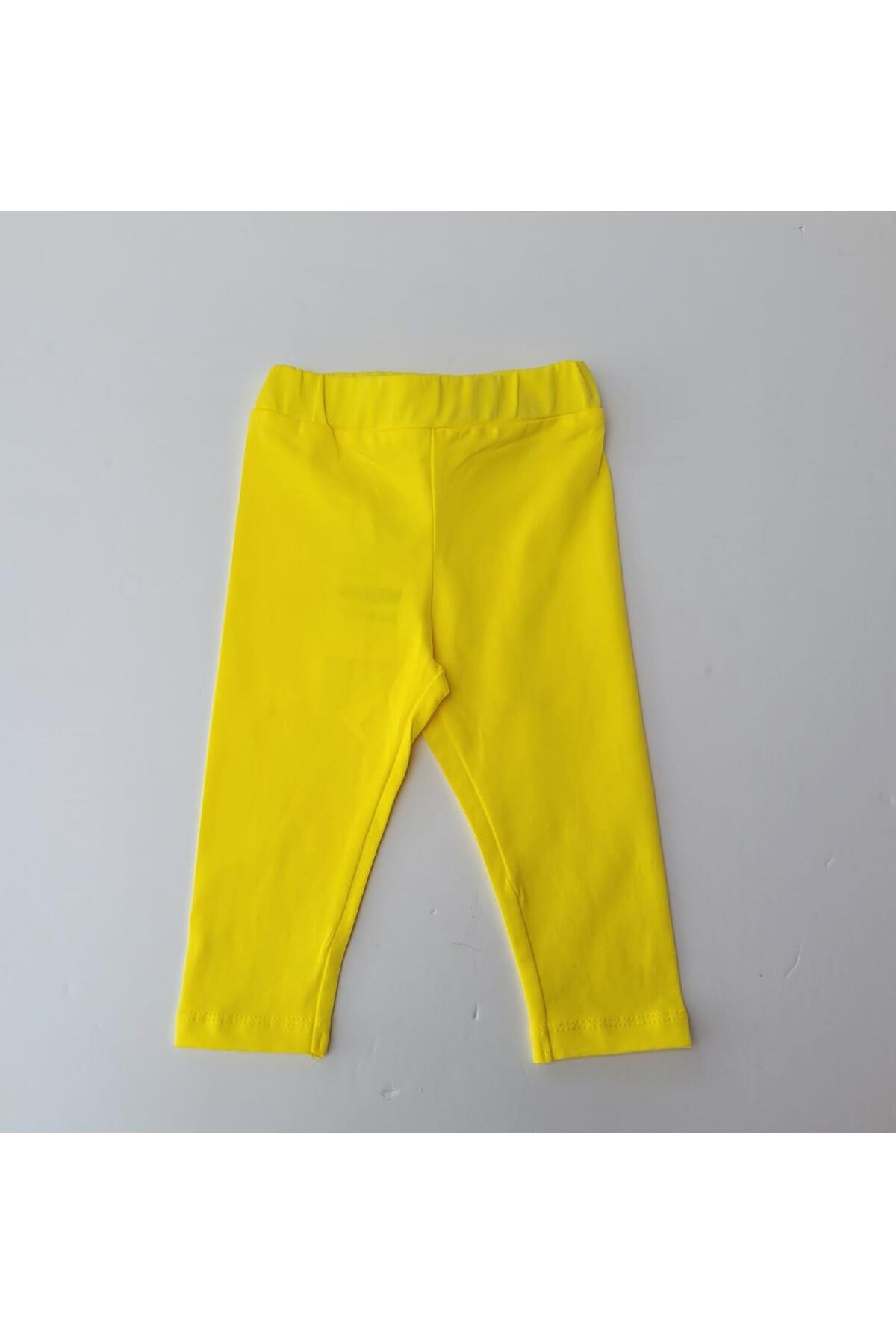 çikoby Kız Bebek Çocuk Pamuklu Esanek Yüksek Bel Sarı Tayt fotoğrafı 3 (önizleme)