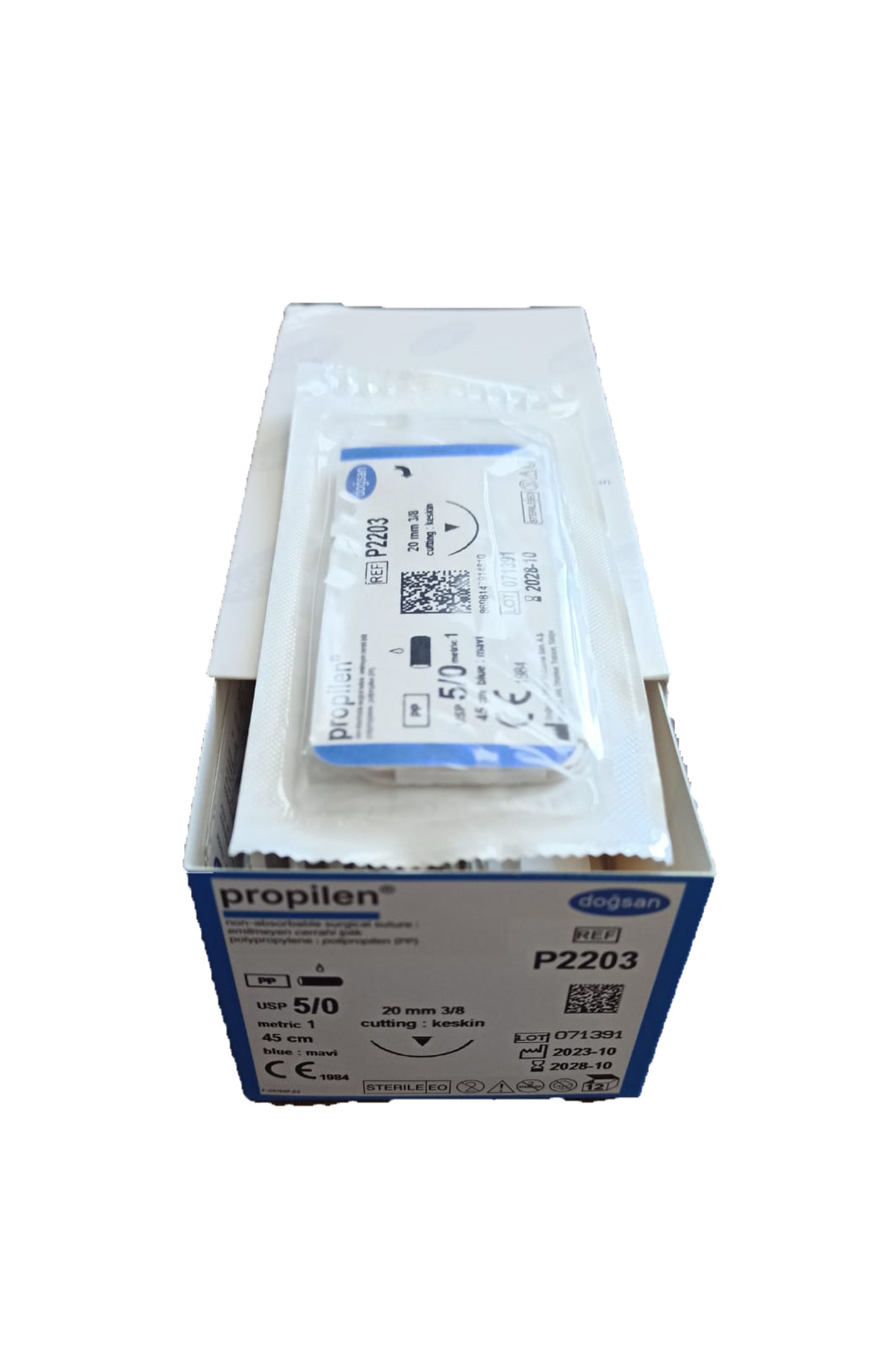Proplen 5/0 20mm 3/8 45cm ters keskin p2203, dayanıklı ve kullanışlı ürün