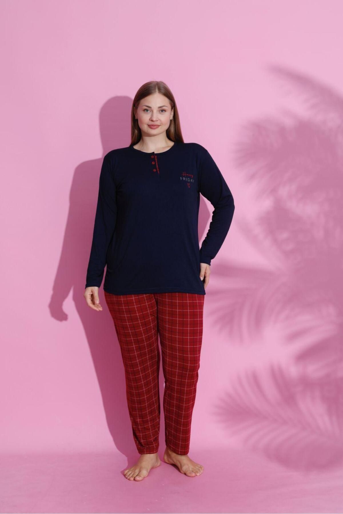 ZBTEKS Set De Pijamale De Sezon Cu Mâneci Lungi Din Poliviscon Femeie - 2XL