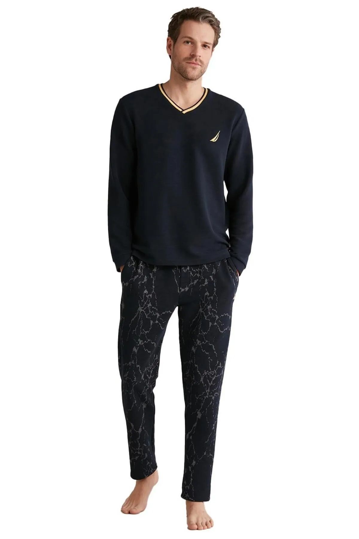 ست پیژامه مردانه NAUTICA دارای مجوز V NECK PRAWHERING SWEVE PAJAMA Nautica