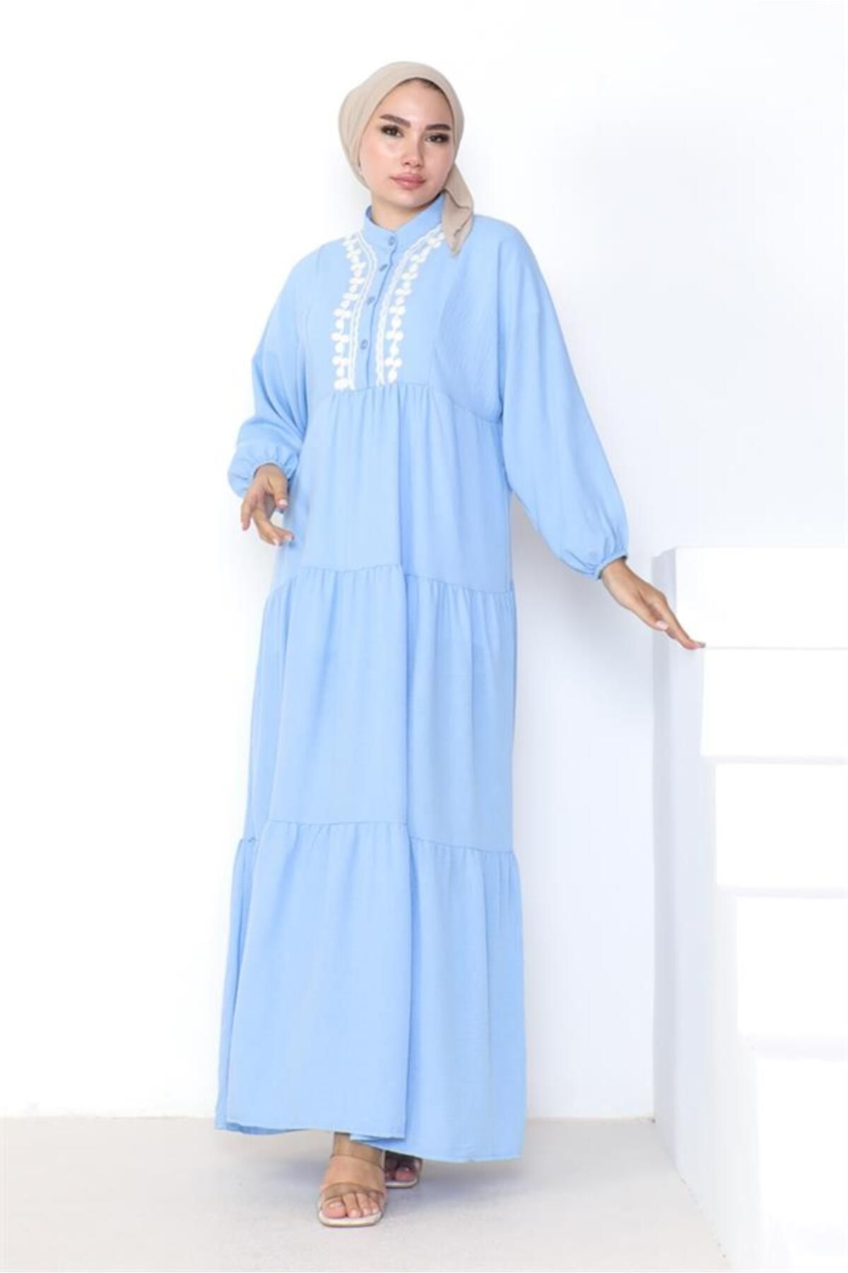 Bestenur-Besticktes Ayrobin-Fledermausflügelkleid 7