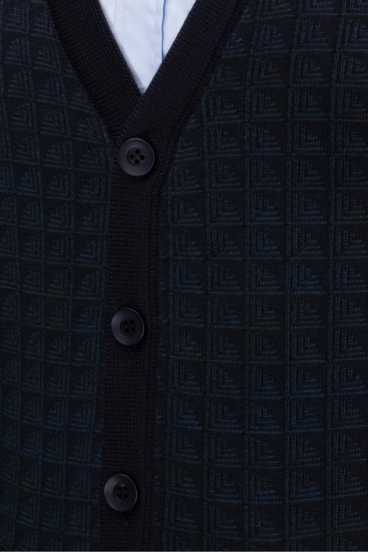 Çizgi Triko  Erkek V Yaka Triko Lacivert Hırka Düğmeli Cep Detaylı Desenli Çelik Örgü Klasik Kalıp - 5002M - Görsel 4