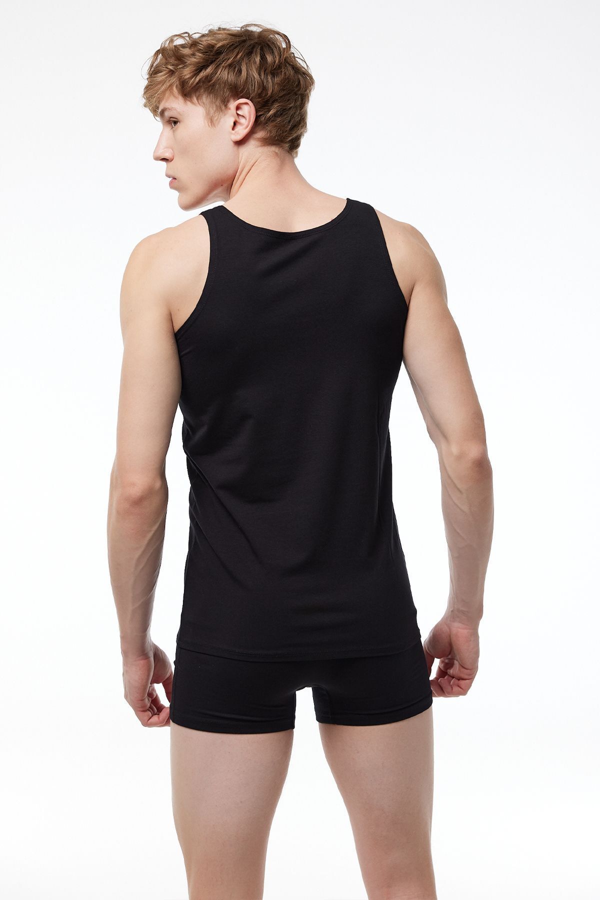 Malabadi-Invisible Undershirt Men's 2 Pieces Black Skin Color Thin Strap Non-Marking Modal Undershirt 013 3