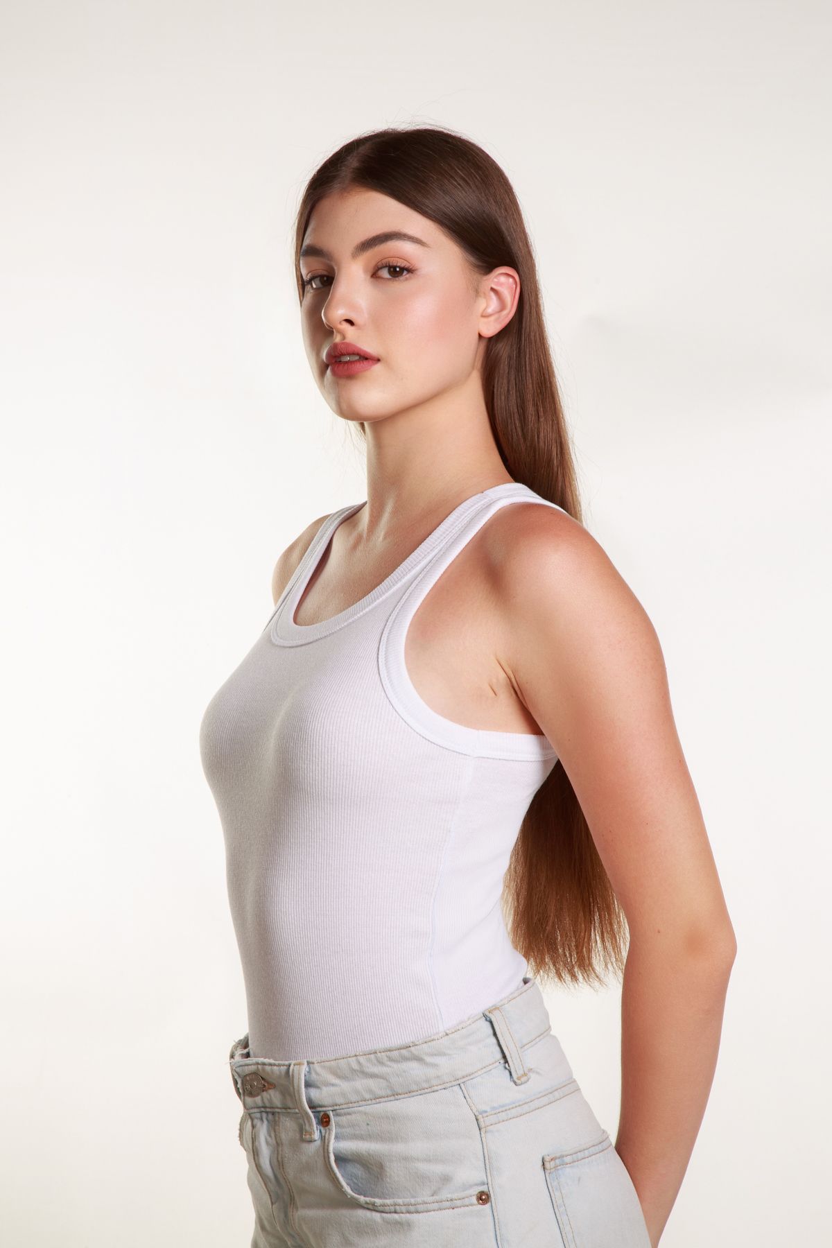 MİSS M.A.T FASHİON-Women's Ribbed T-Shirt - Halter Neck and Knitted Tank Top 5