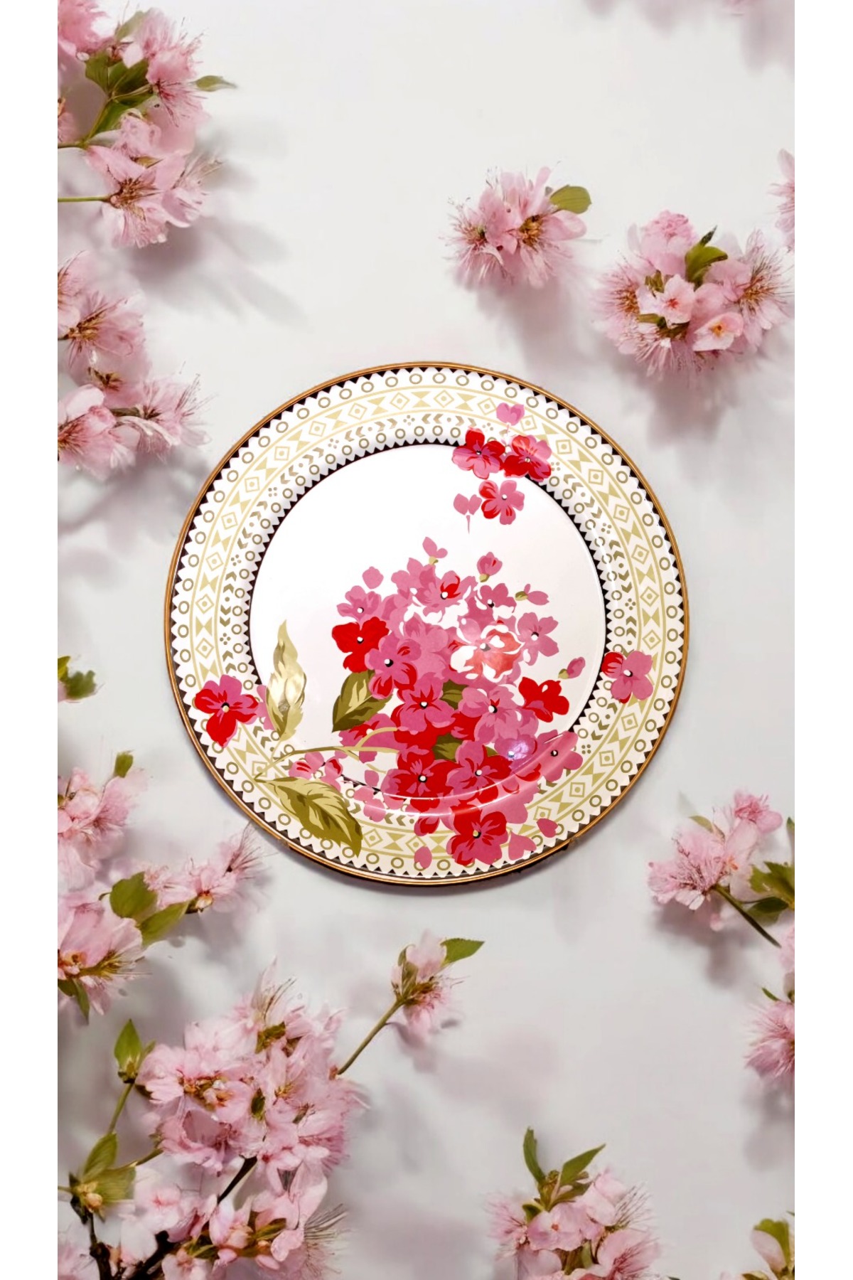 Emaye servis tabağı dekorlu 30 cm