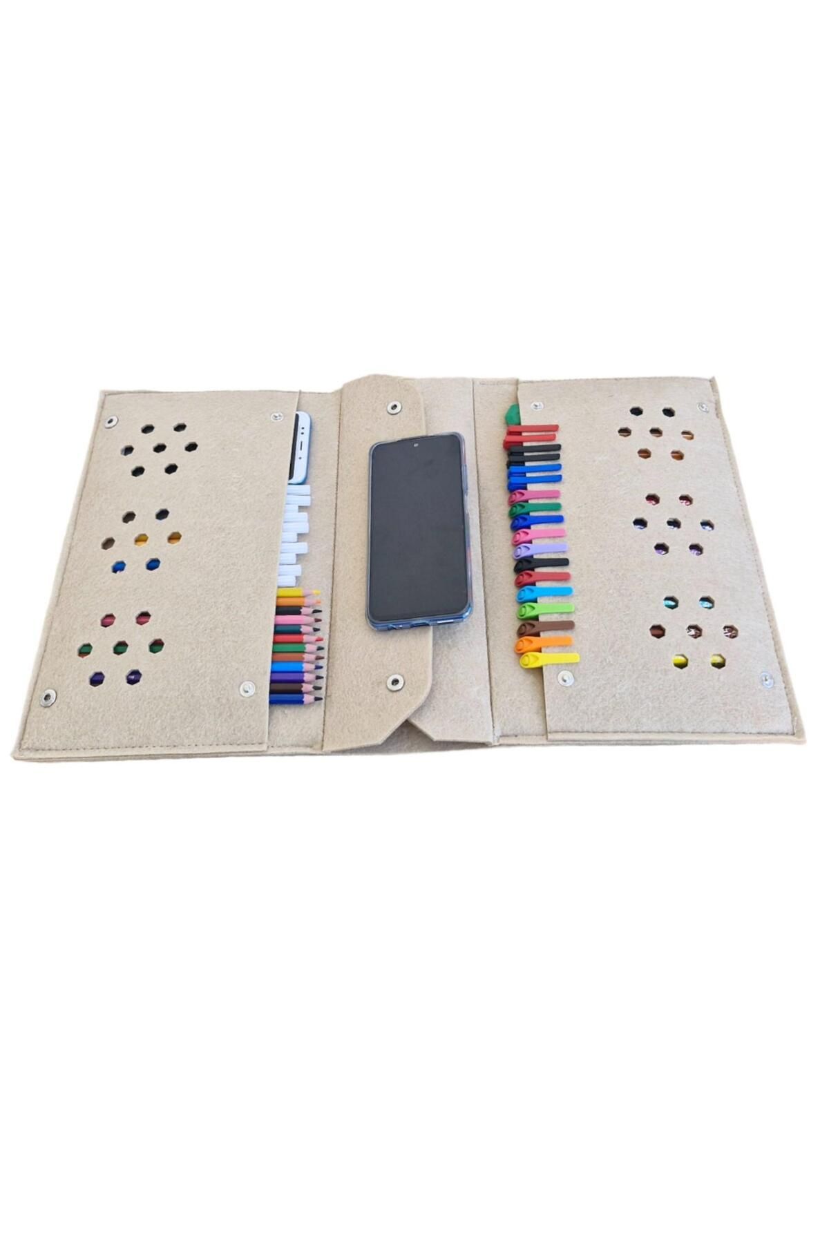 FDF STORE-Practical 10 Color Tablet Crayons - Felt School Pen Holder Bag, Multi-Purpose Notebook Book Organizer 8