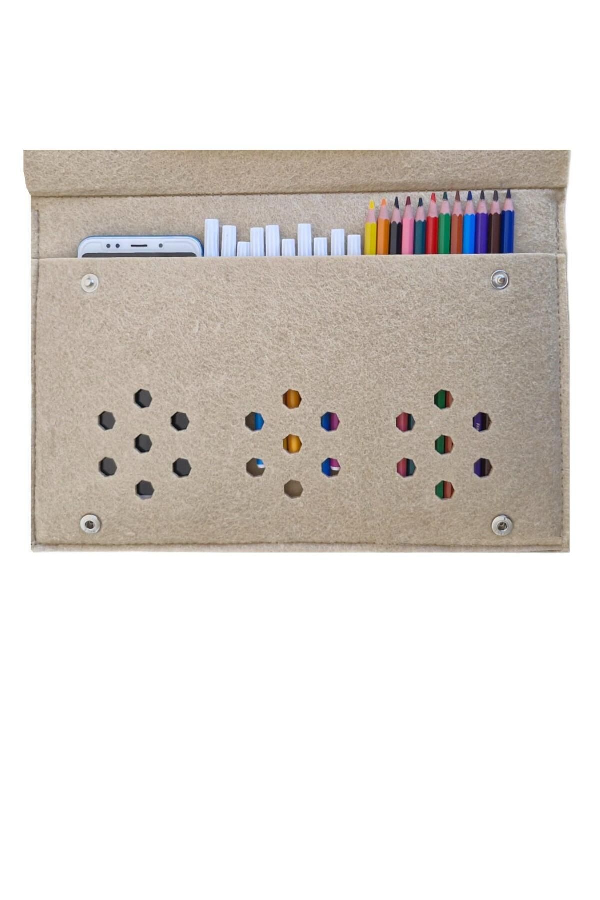 FDF STORE-Practical 10 Color Tablet Crayons - Felt School Pen Holder Bag, Multi-Purpose Notebook Book Organizer 2