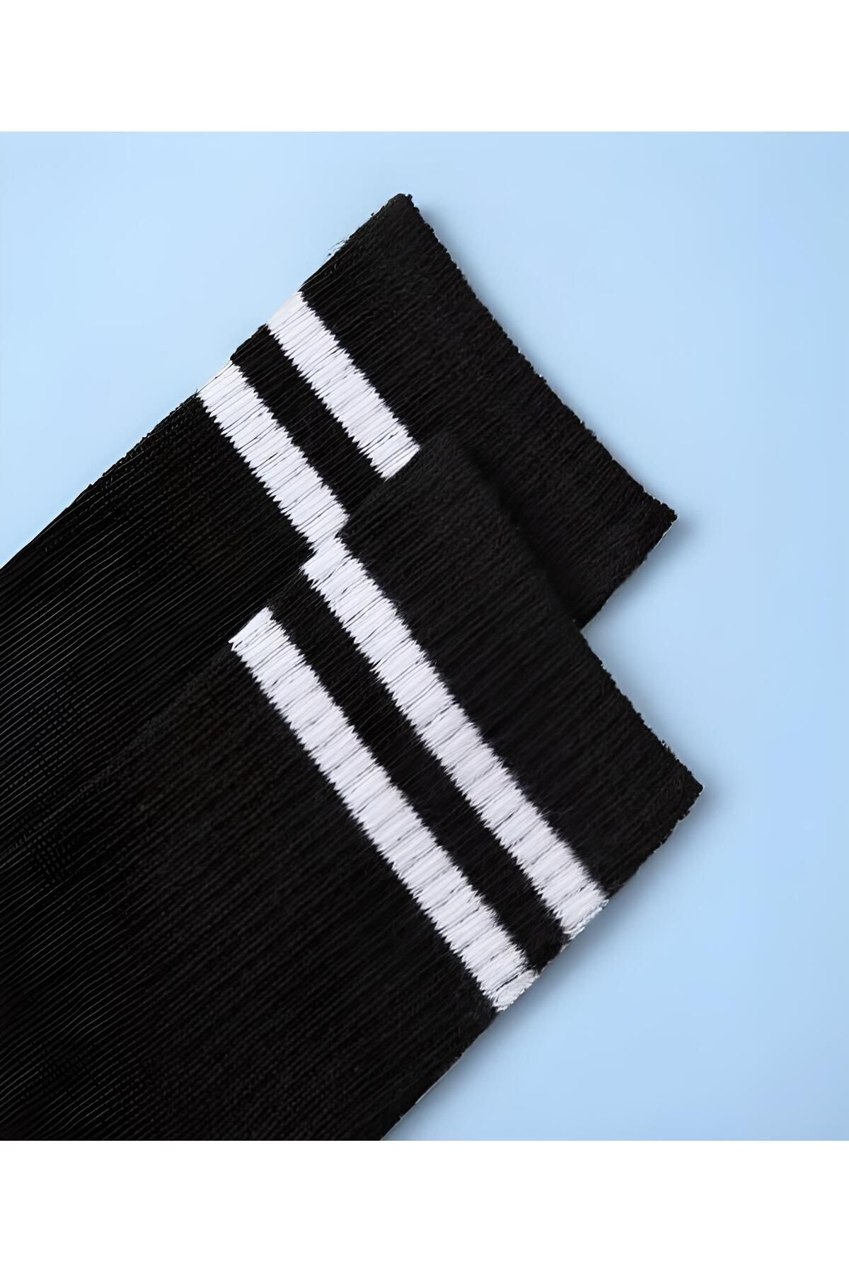Unisex Siyah Çizgili Kolej Çorap 6lı (Pamuk)