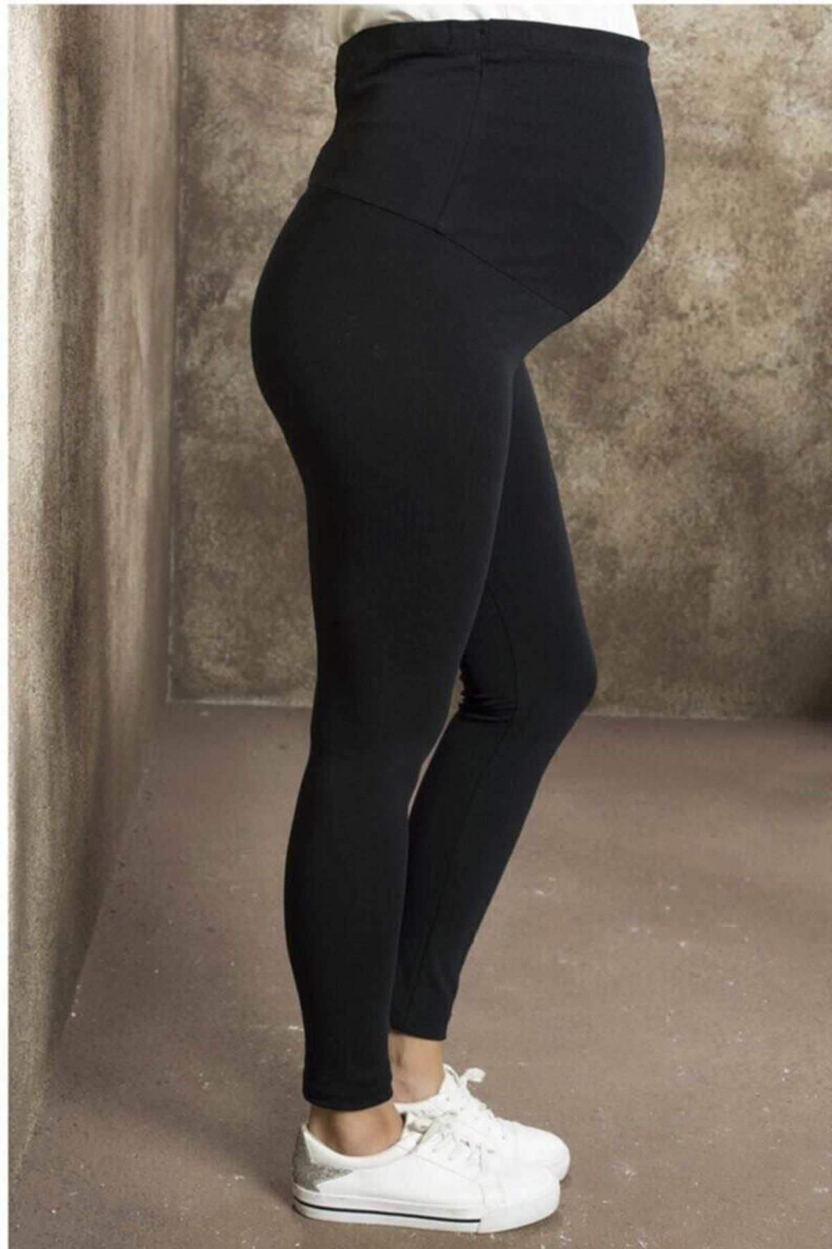 jilly jo Nt Kadın Beli Ayarlanabilir Siyah Pamuklu Likralı Hamile Tayt