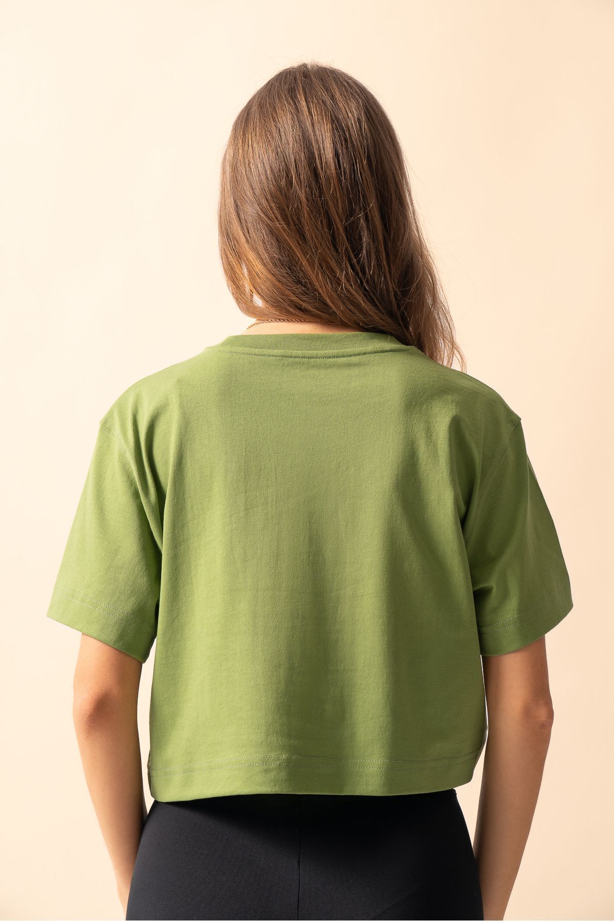 Trendseninle-Női Lime Oversize Crew Neck Crop póló 3