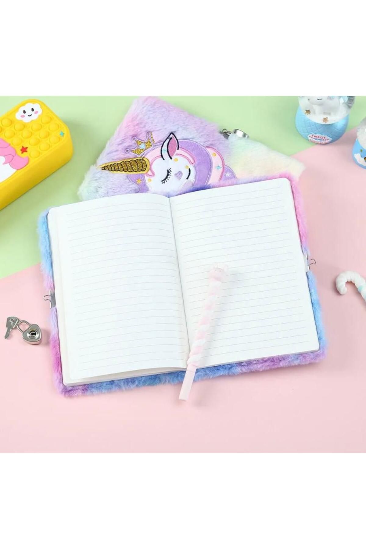 BLA GROUP-Cute Plush Unicorn Notebook, Memory Book, Memory Book, Diary 3