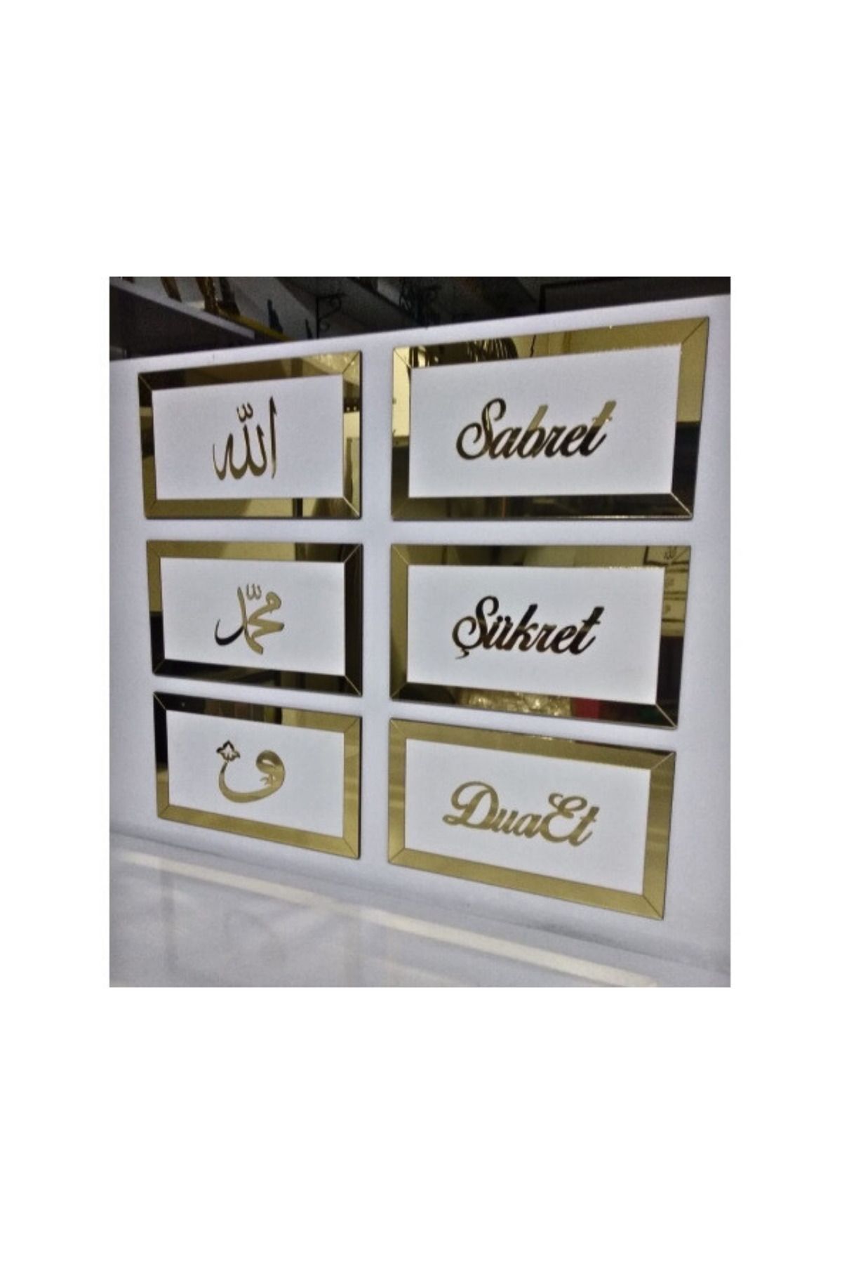 Numa Concept-Fii răbdător Fii recunoscător Rugă-te Allah Muhammed Vav - Set de 6 plexiglas argintiu pe MDF 20x13 cm 3