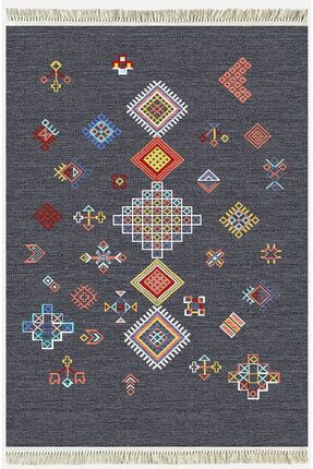 kilim home Cotton Kilim 54 Füme Zemin Geleneksel Motifler Modern Dekoratif Sa...