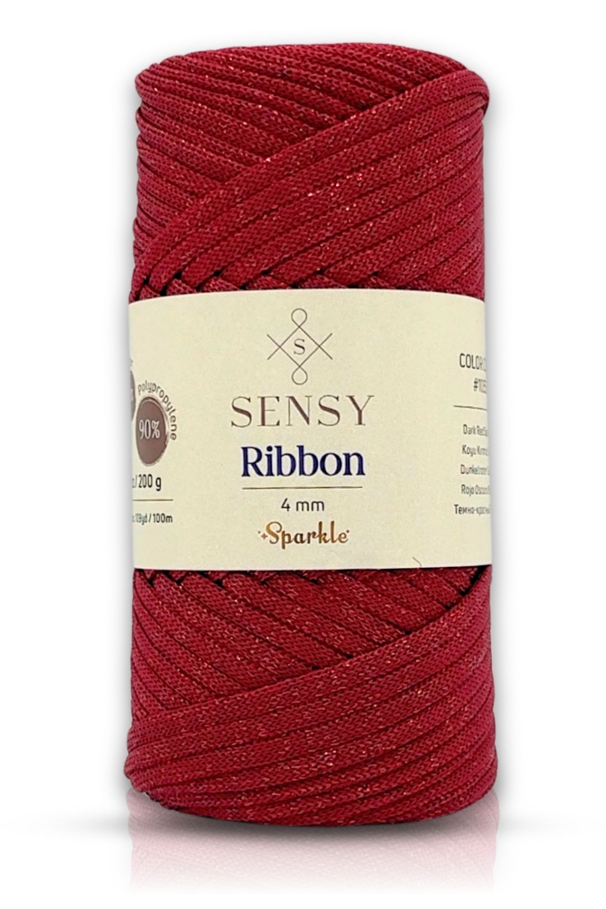 SENSY-200g Premium Glitter Polyester String - Macrame Plate String and Bag String, Dark Red 1
