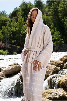 Genel Markalar - Sultan Peştemal Bornoz - Pamuklu -  Kapüşonlu