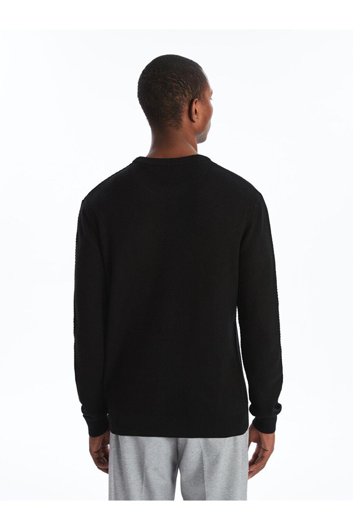 بافت و پلیور مردانه مشکی ال سی وایکیکی | W4BK01Z8 اورجینال - تصویر 5