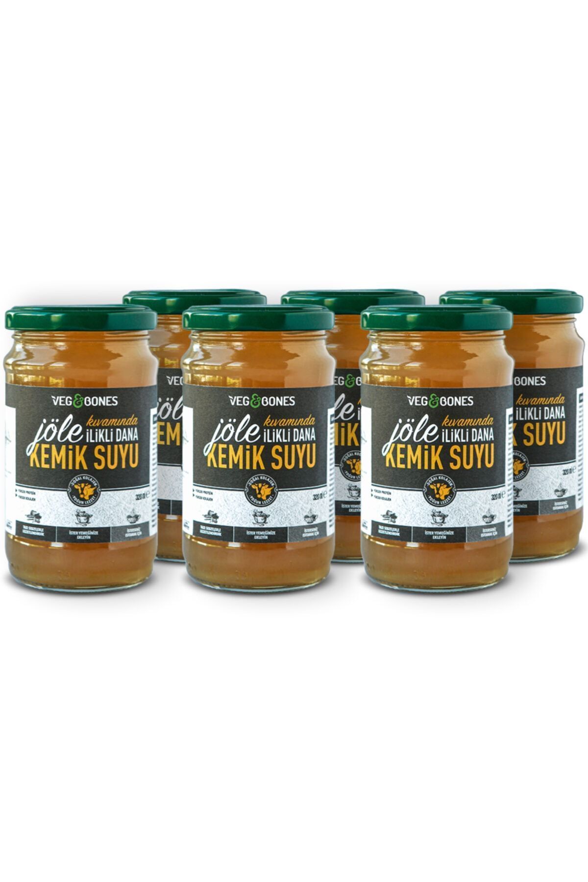 Veg&Bones Jöle Kıvamında Ilikli Dana Kemik Suyu 320 Ml X 6 Adet