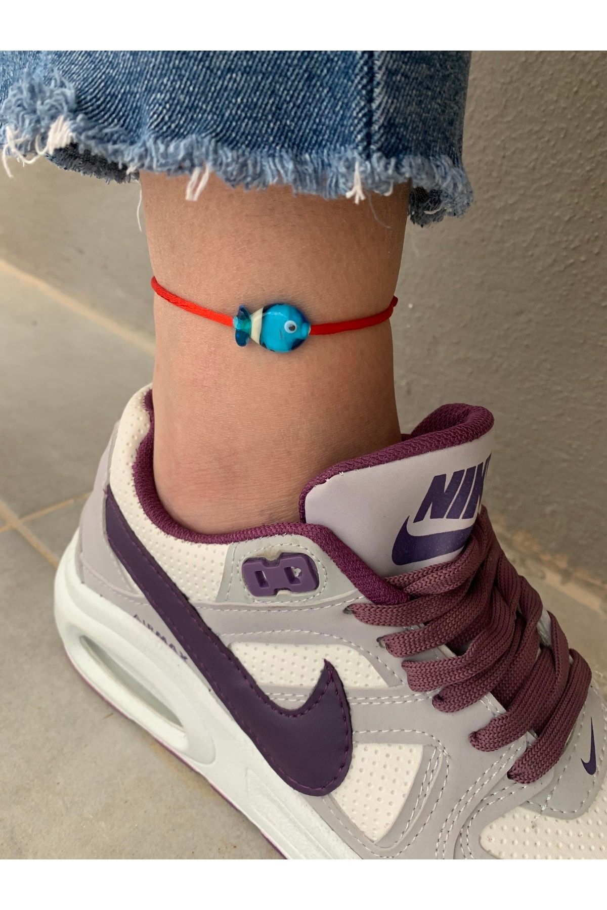 Atelier Çağla Murano Cam Boncuk Balıklı Kırmızı Halhal