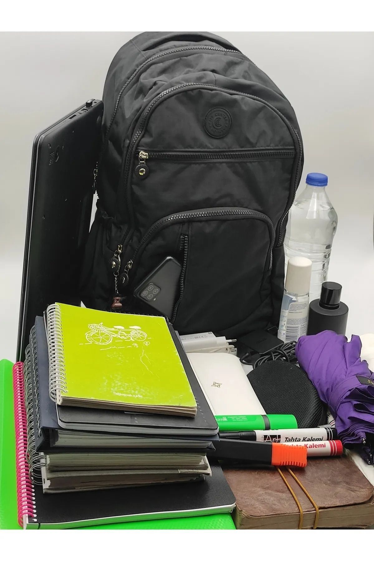 Unisex Krinkıl Okul Sırt Çantası Ortaokul Lise Üniversite Su Geçirmez Kumaş Laptop Cepli cty-lbn-201
