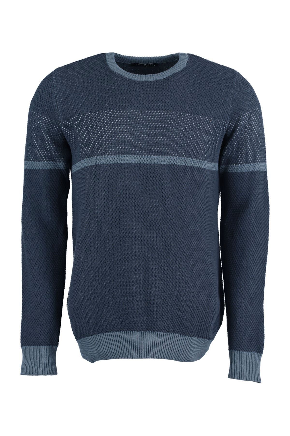 Trendyol Collection-Трикотажен пуловер с плътно деколте индиго - цветен блок Tmnaw20Ls0036 6