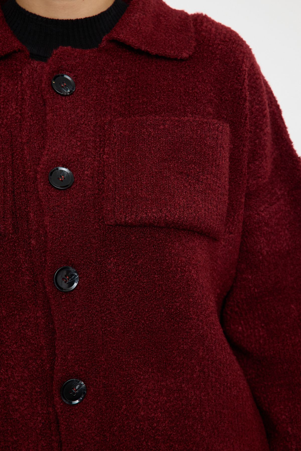 Trendyol Collection-Weinroter Strick-Cardigan – weiche Textur, Mantel-Look TWOAW25HI00162 4