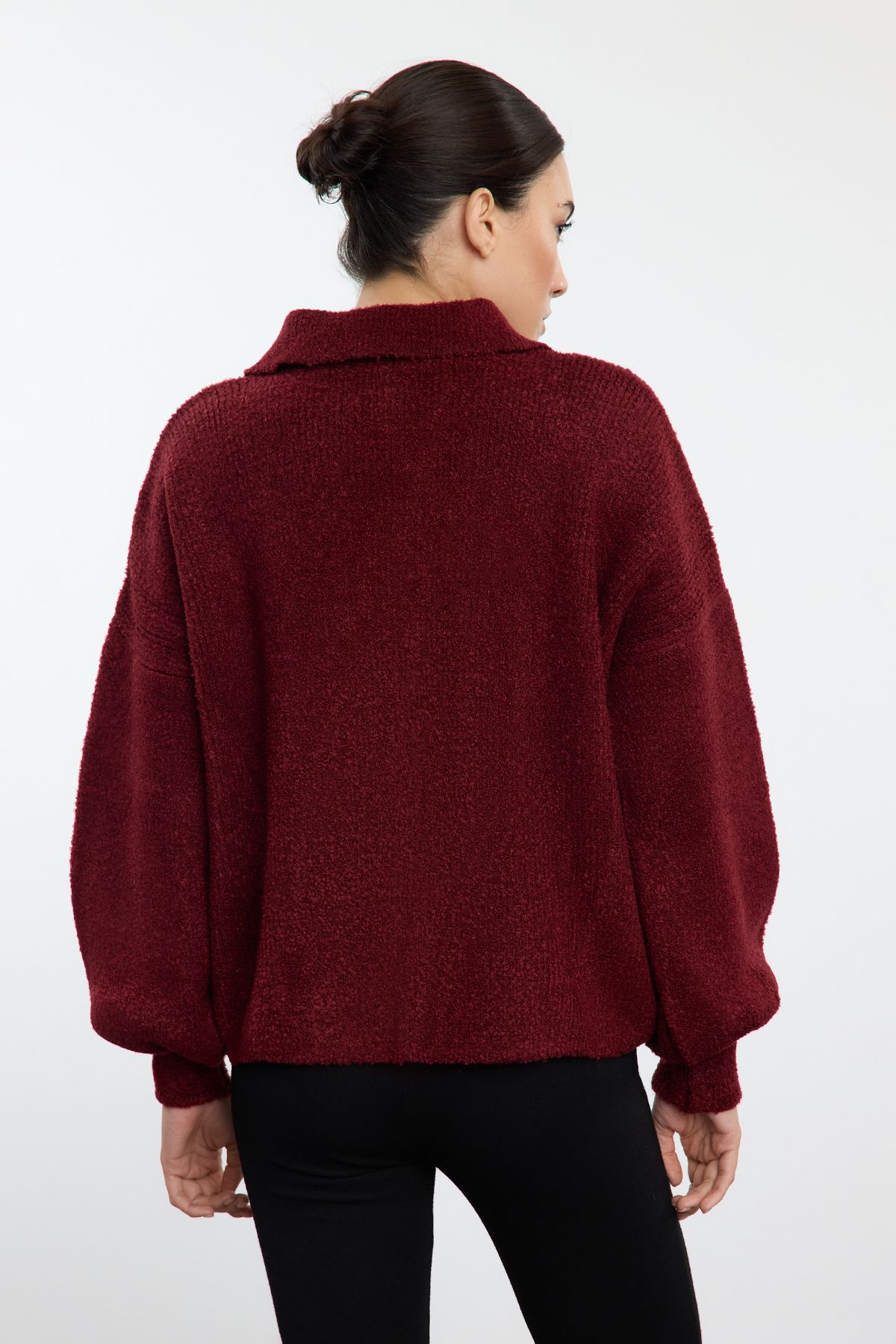 Trendyol Collection-Weinroter Strick-Cardigan – weiche Textur, Mantel-Look TWOAW25HI00162 5