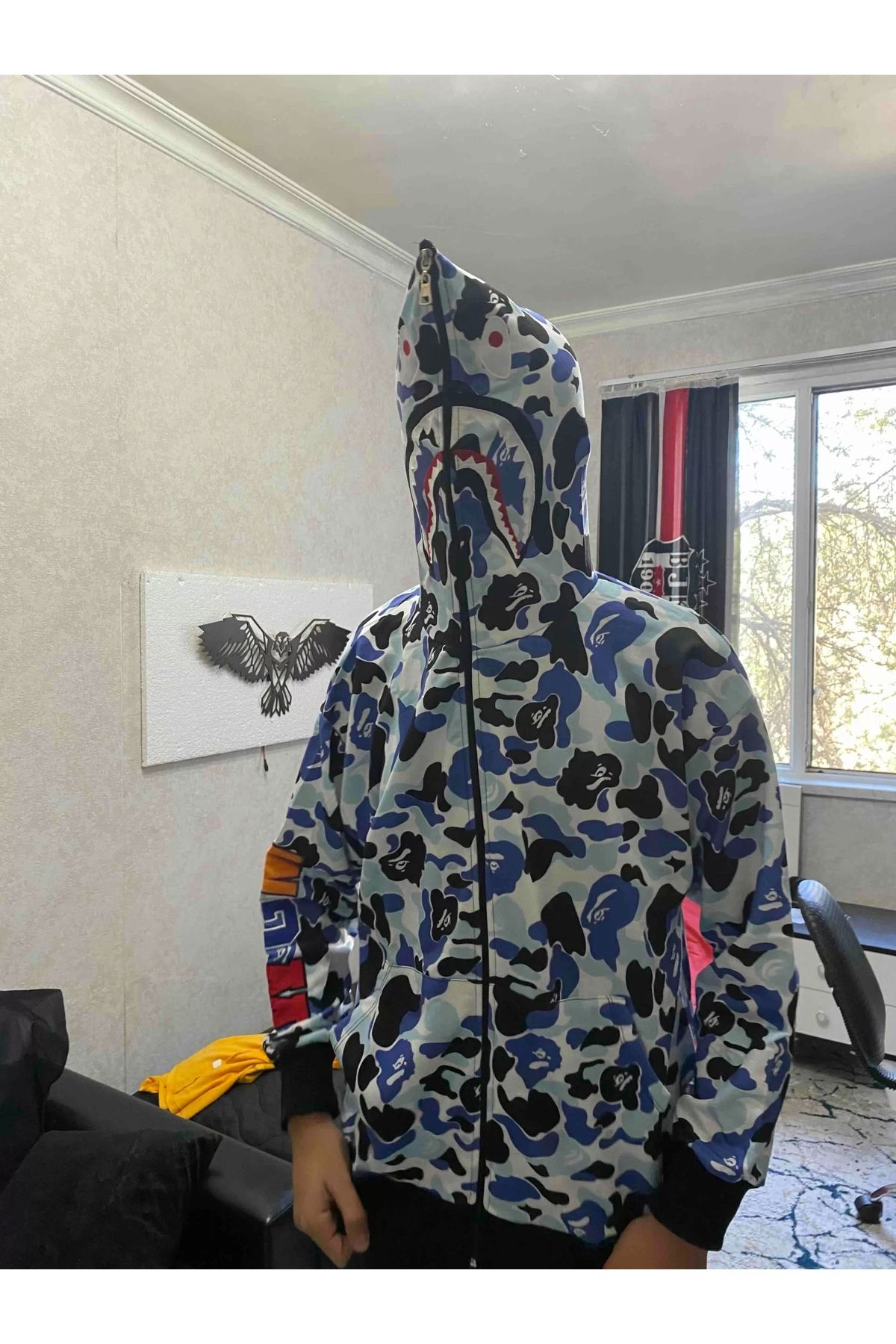 Gray bape shark hoodie shop