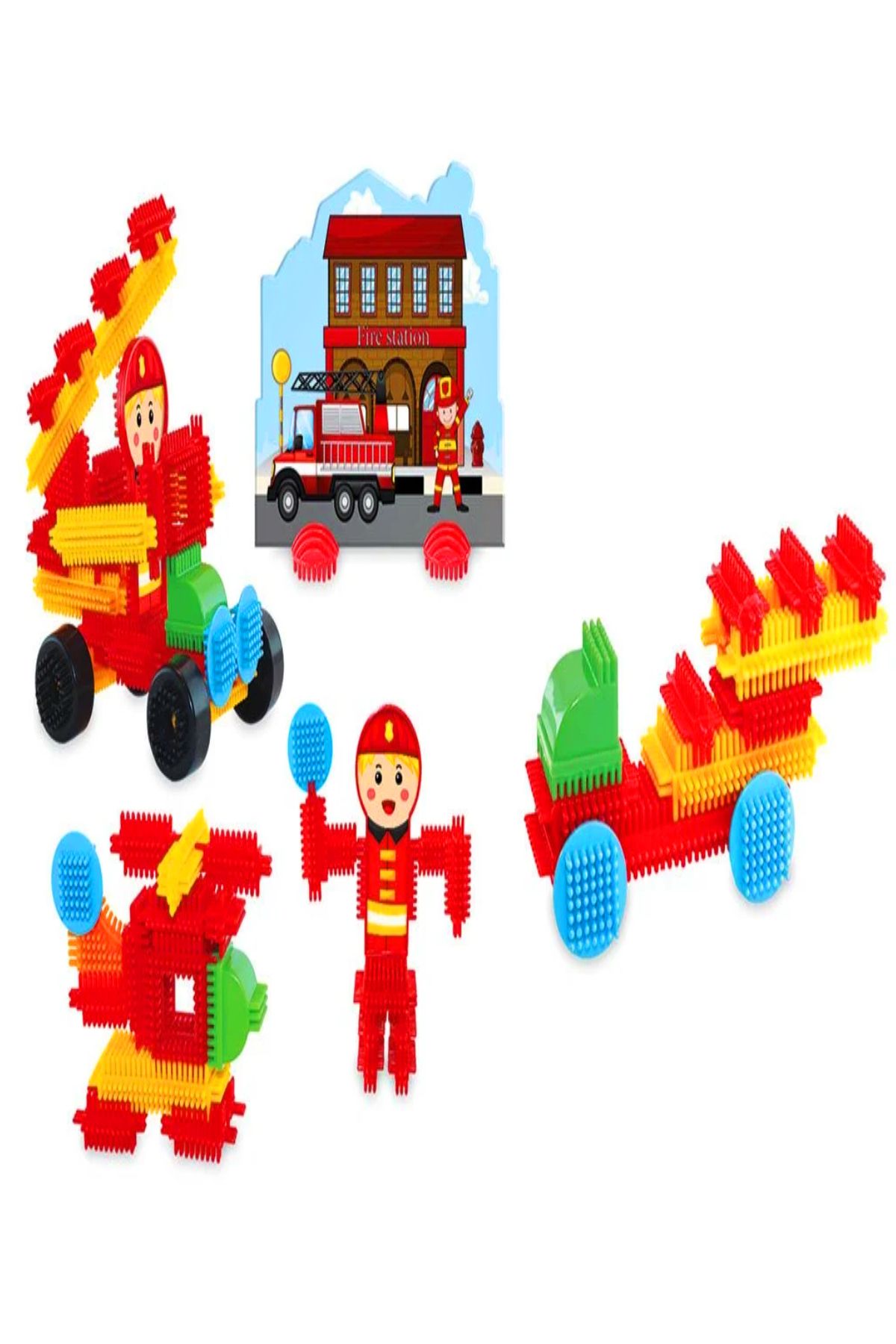 AVDA-Fire Department Cactus Blocks 55 Pieces Puzzle Block Lego Build Building 3