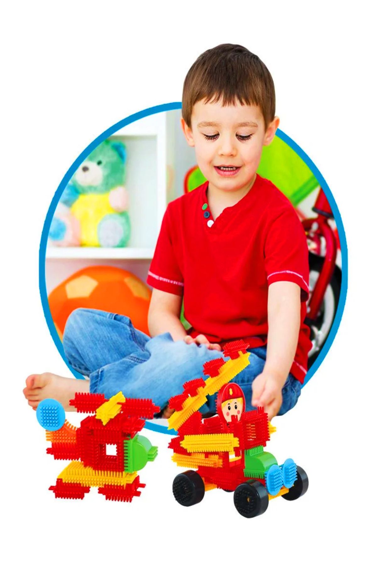 AVDA-Fire Department Cactus Blocks 55 Pieces Puzzle Block Lego Build Building 8