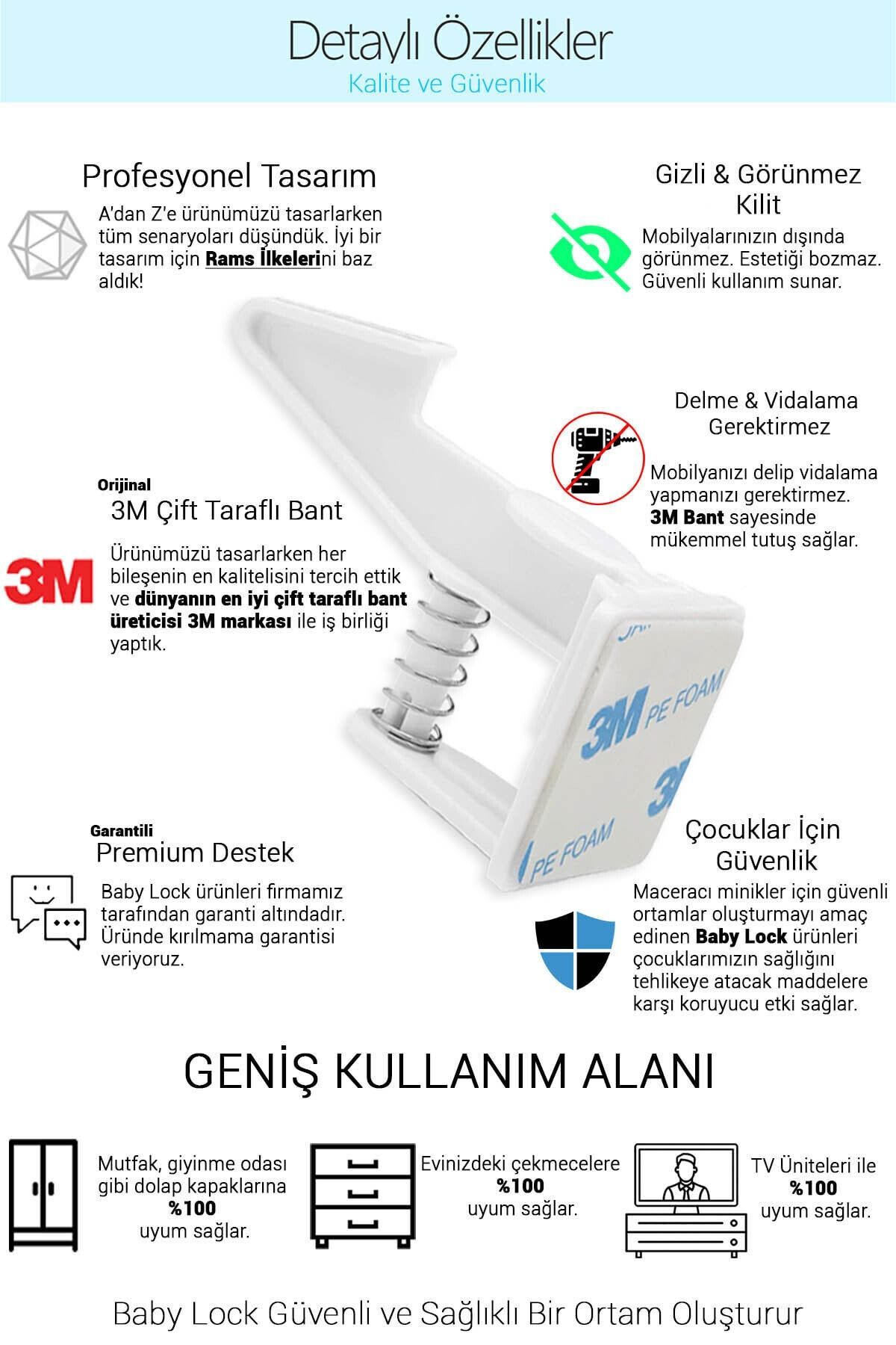 Baby Lock 5 Adet Bebek Çocuk Kilit Çekmece Dolap Güvenlik Kilidi - Gizli Dayanıklı Estetik Tasarım fotoğrafı 4 (önizleme)