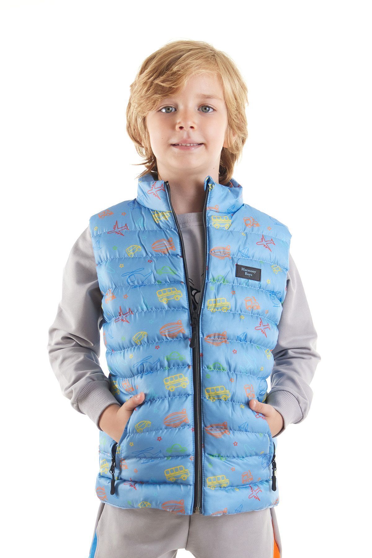 AHENGİM Vestă Pufă Cu Imprimeu Trend Pentru Băiat - Ak 214041 Masculin - 12 years