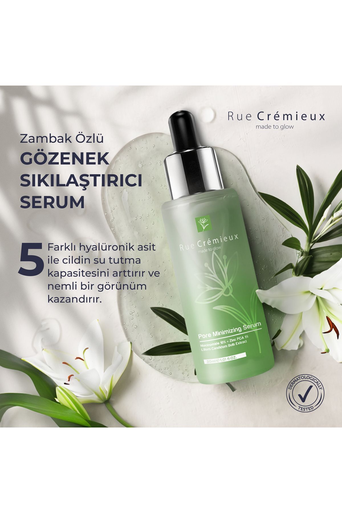Gözenek Sıkılaştırıcı Zambak Özlü Cilt Bakım Serumu 30ml - (NİACİNAMİDE %10 ZİNC PCA %1) - Tk — RC05 — تصویر 4 از 8