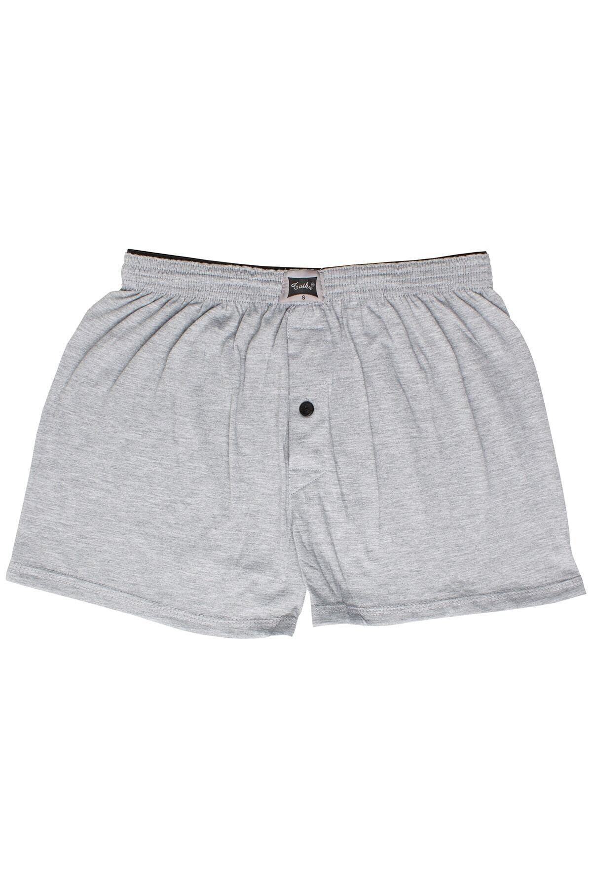 Men's Gray Combed Cotton Buttoned Boxer