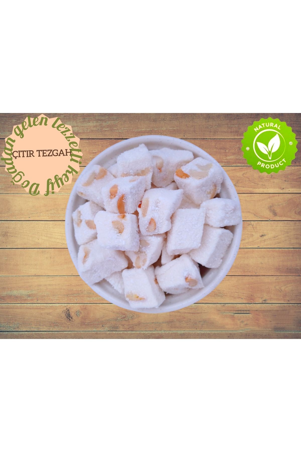 Taze Üretim Fıstıklı Sade Mini Kaymaklı Lokum 500 Gr Hindistan cevizi kaplı