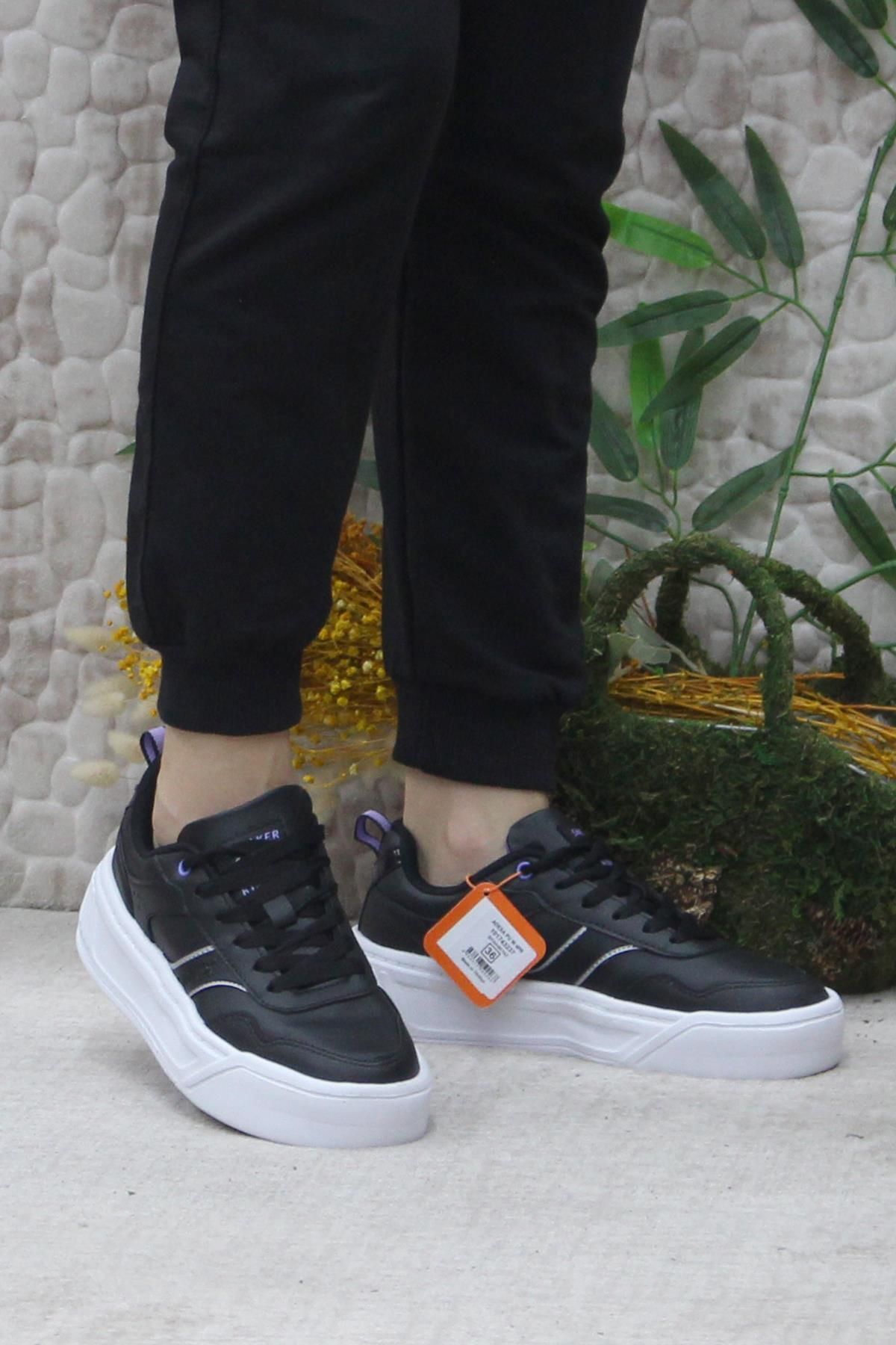 کفش زنانه کفش کتانی محصول اصلی Adexa Pu W Black White Light Comfortable Kinetix