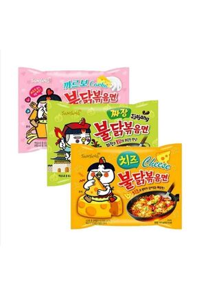 samyang Buldak Ramen 3 Flavor Combo (Carbo + Jjajang + Cheese) (Bambu Chopsti...