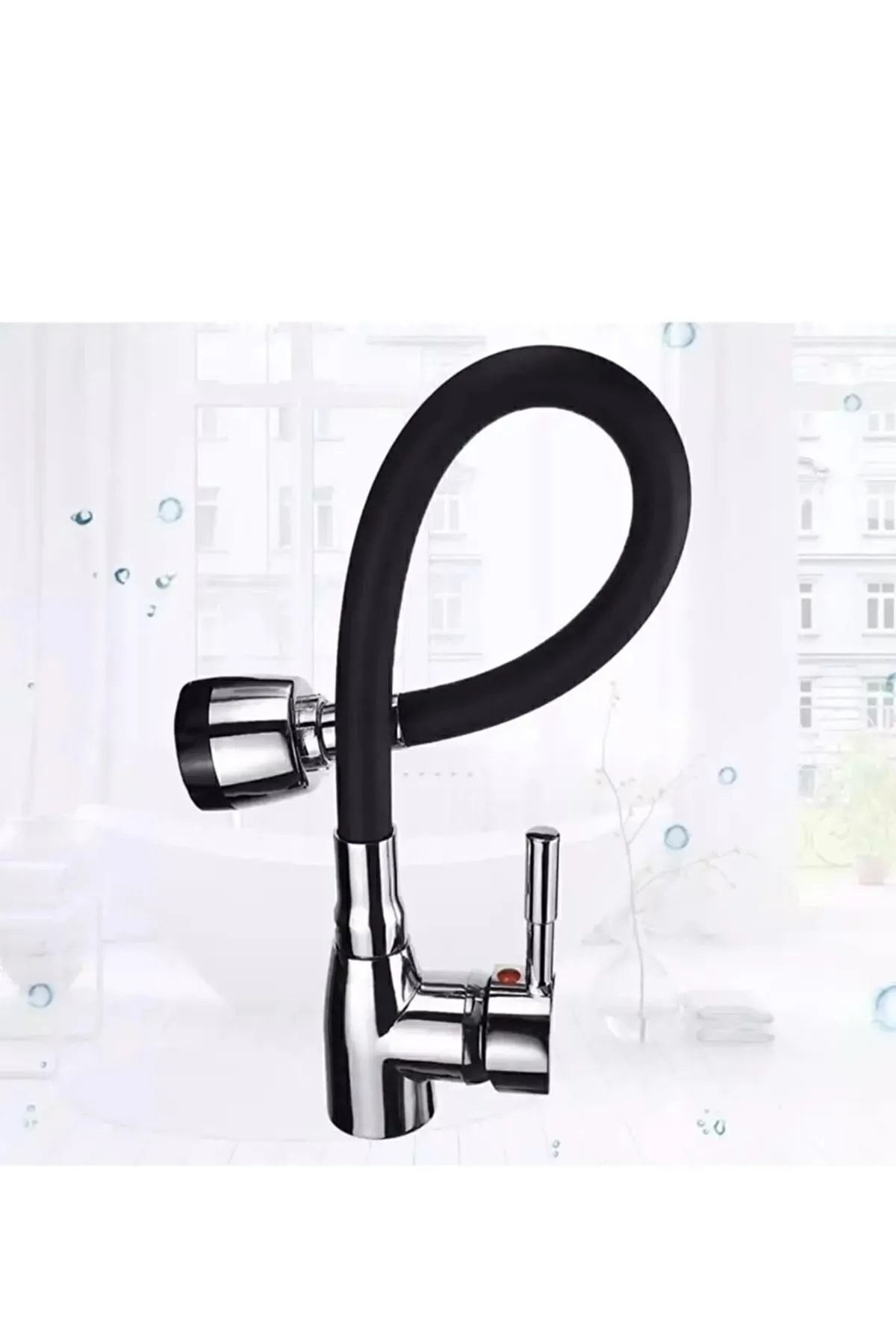 VSA-Mix Swan Kitchen Sink Faucet with Spiral Hose 2 Function Faucet Hot Cold Inlet 5
