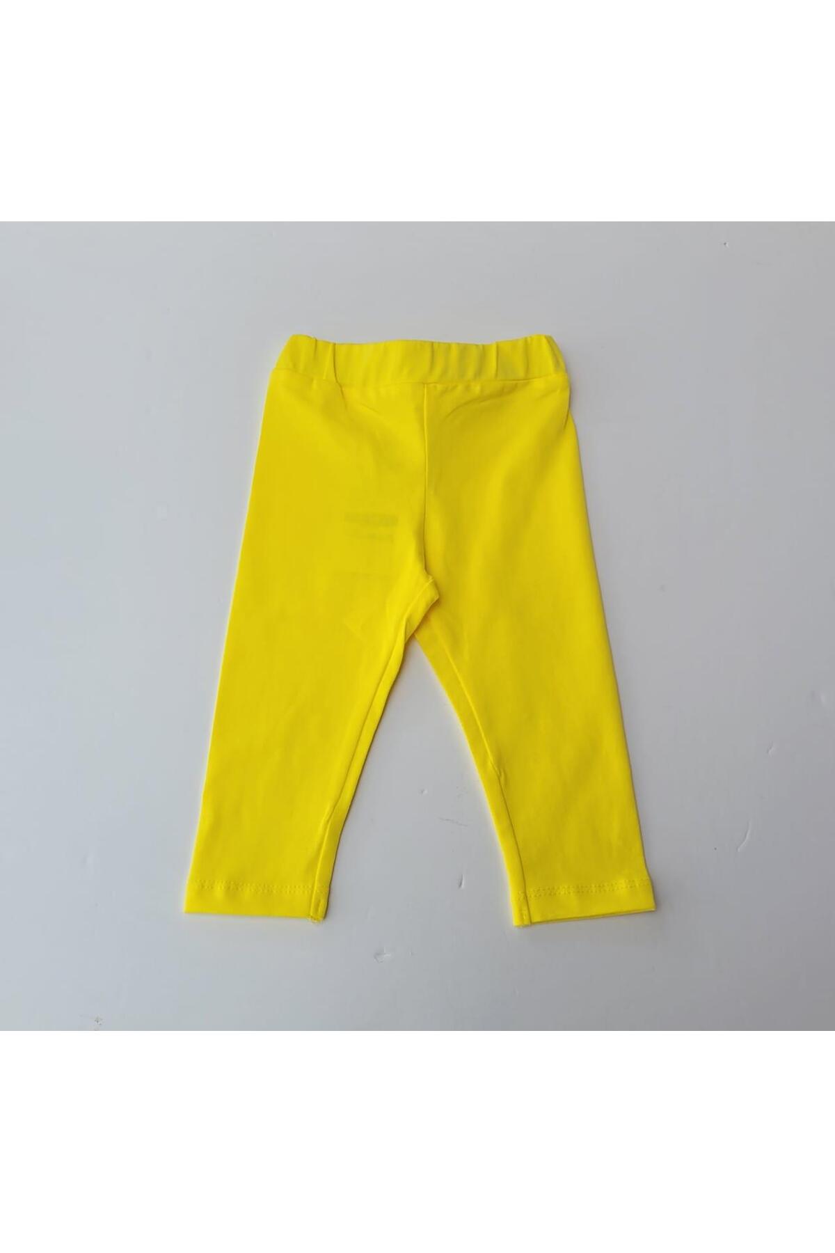 çikoby Kız Bebek Çocuk Pamuklu Esanek Yüksek Bel Sarı Tayt fotoğrafı 4 (önizleme)