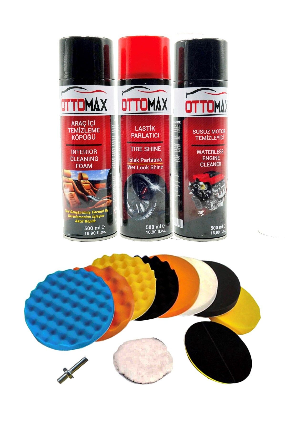 OTTOMAX 14 Parça Pasta Cila Sünger Seti Motor Temizleme Lastik-Jant Parlatma  Araç Temizlik Seti