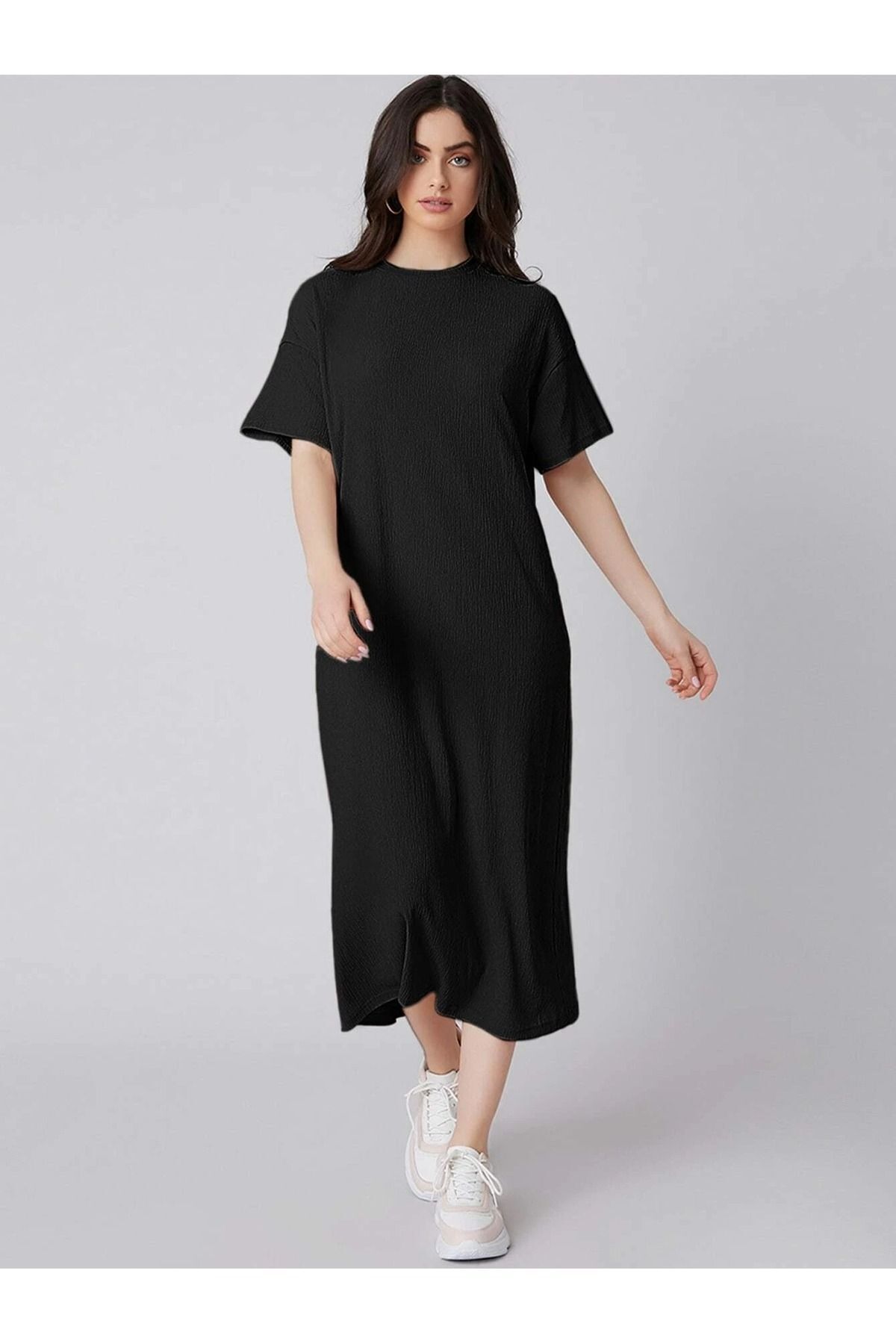 robe en toile de jute froissée noire