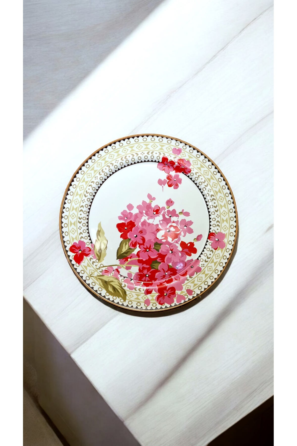 Emaye servis tabağı dekorlu 30 cm