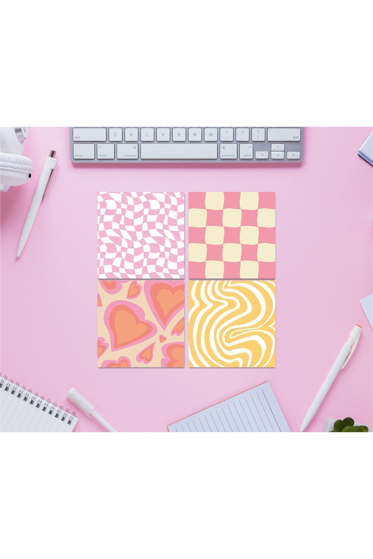 Pine Note-Set of 4 Retro Patterned Colored Memopad, Notepad, Memo Pad, Notebook, Planner 3