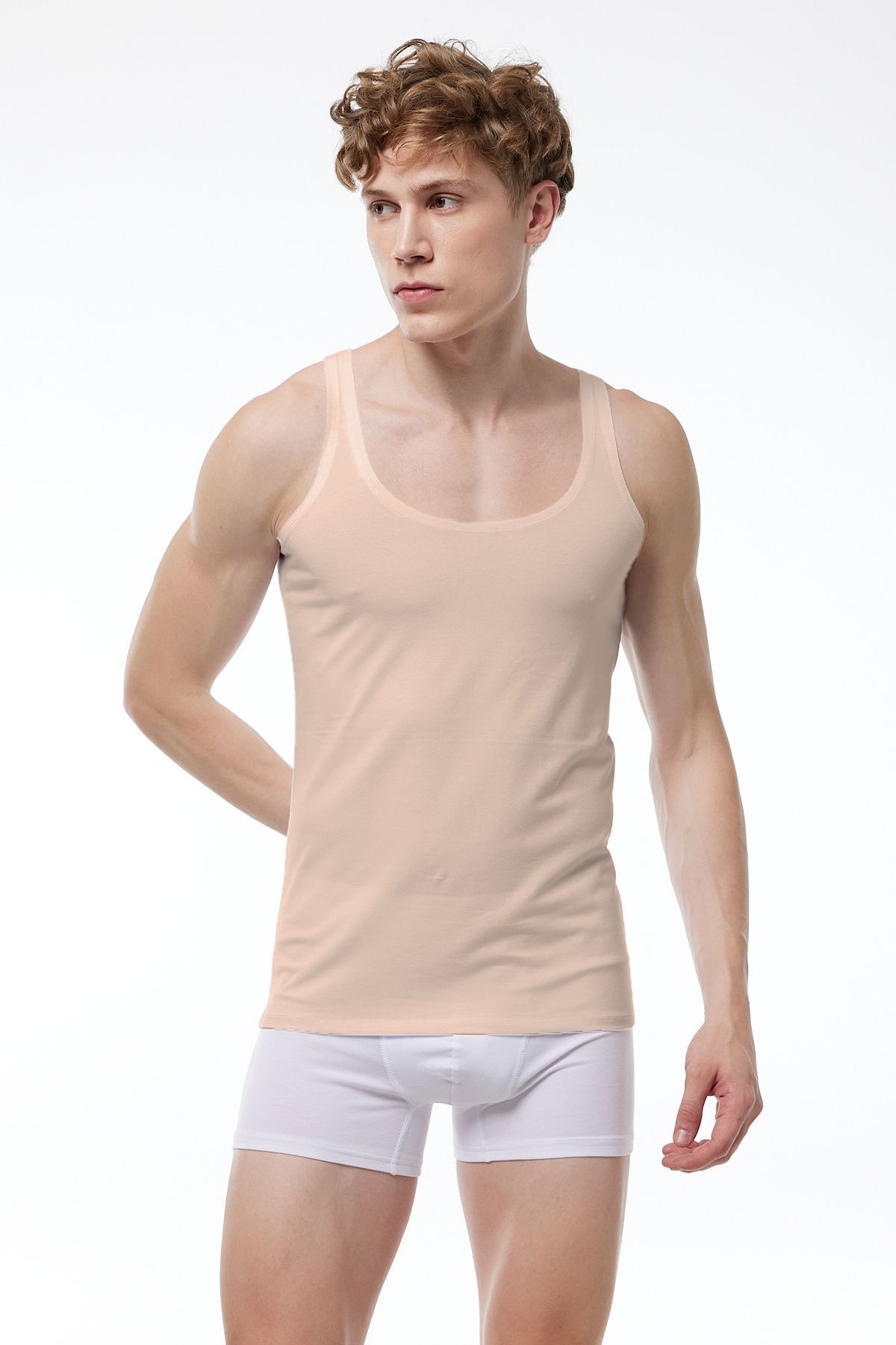 Malabadi-Invisible Undershirt Men's 2 Pieces Skin Color Thin Strap Non-Marking Modal Undershirt 013 3