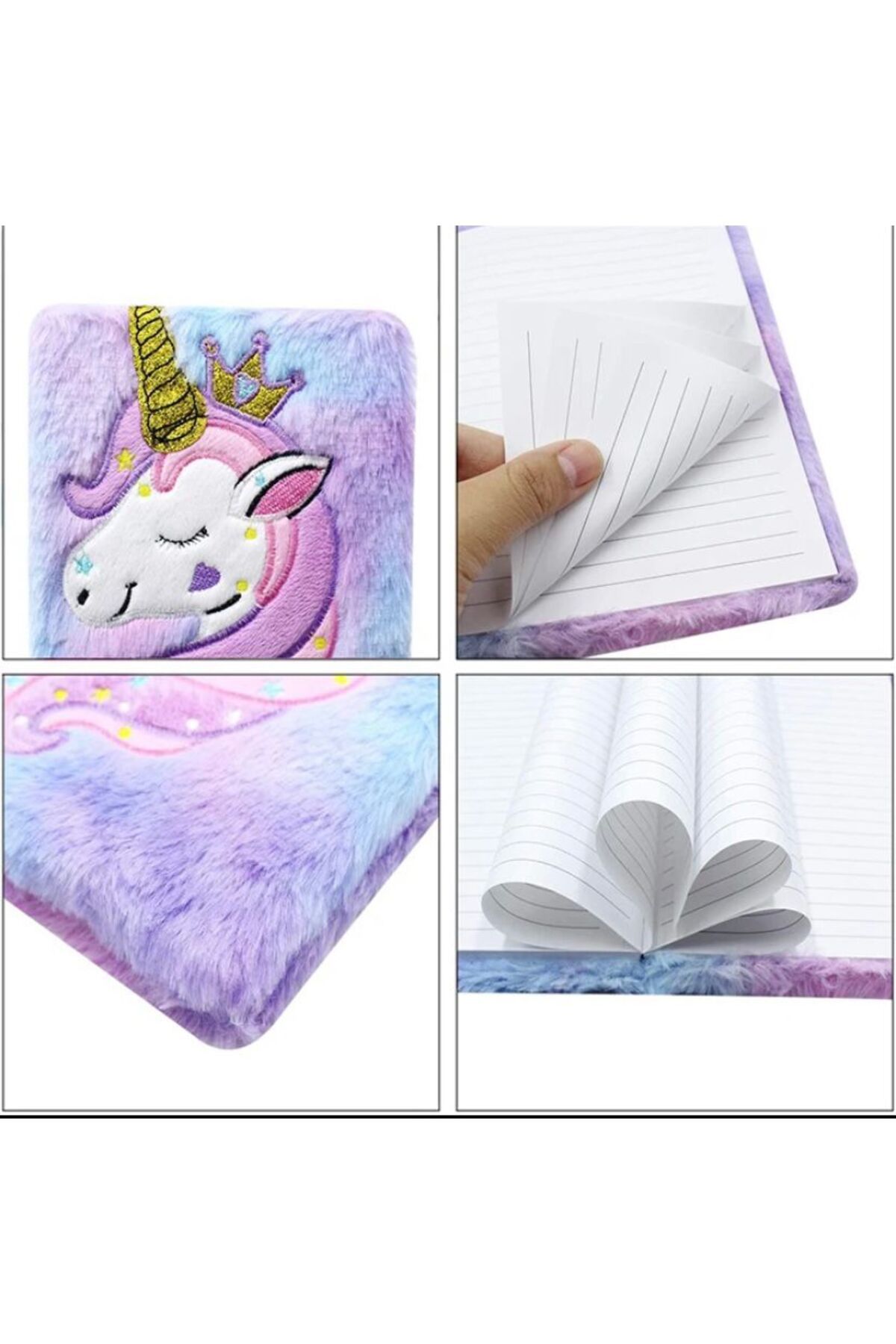 BLA GROUP-Cute Plush Unicorn Notebook, Memory Book, Memory Book, Diary 4