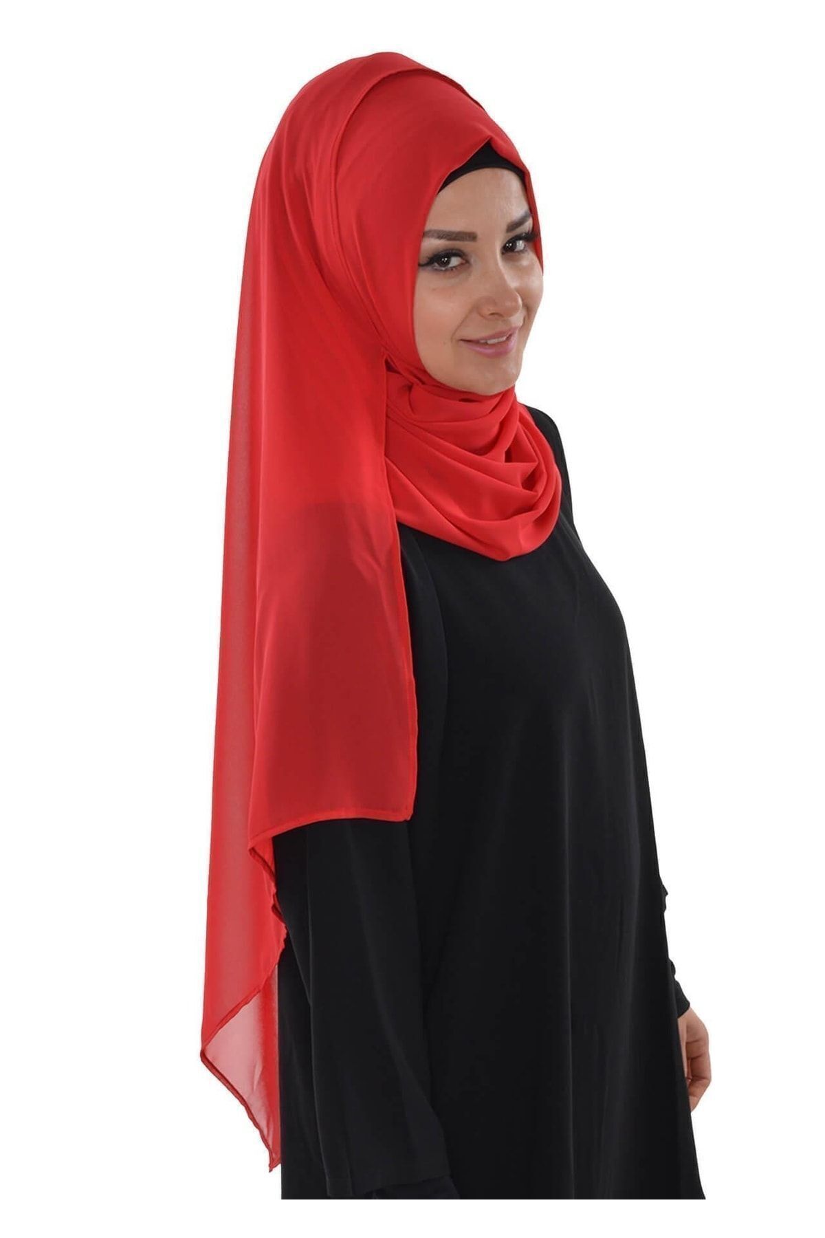 Aisha's Design-Practical Red Chiffon Shawl - Classic Design, PS-11 5